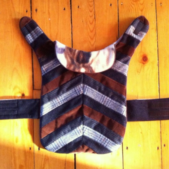 Upcycled menswear dog coat